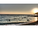 Вечернее море пляж, море, туристы