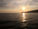 Закат на море горы, закат, солнце, вода