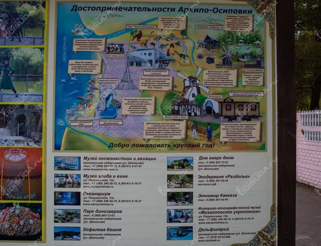 большая карта достопримечательностей Архипо-Осиповки