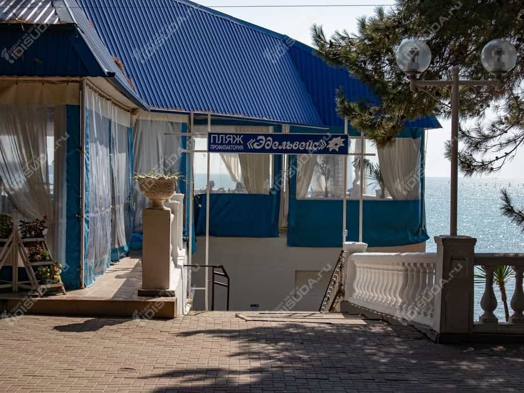 центральный вход на пляж профилактория Эдельвейс в Геленджике
