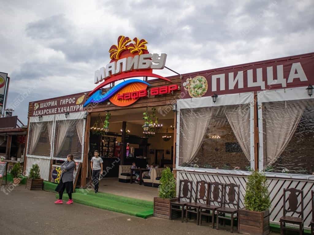 Бар-кафе Малибу в Джубге, вывеска, главный вид, пицца, шаурма, хачапури