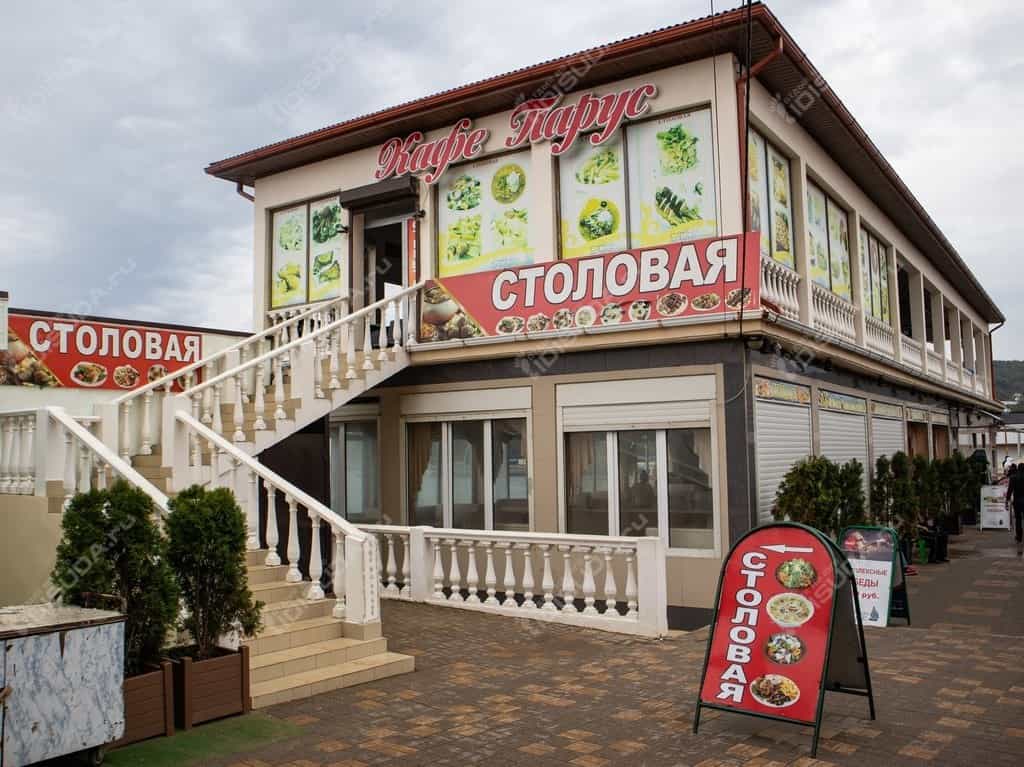 Парус - кафе-столовая в Джубге, вход, лестница, штендер